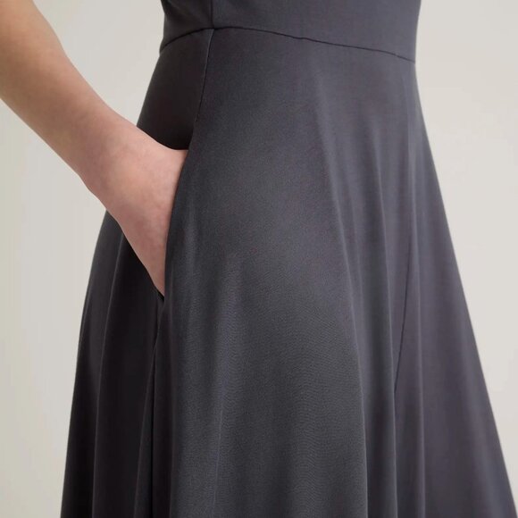 Quince Tencel Jersey Fit & Flare Midi Dress, Carbon Grey, NWT (XS, S, M, L, XL) - Picture 6 of 7